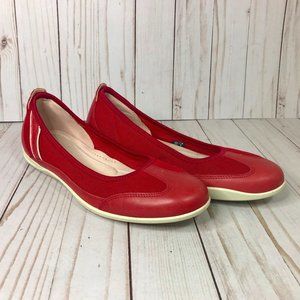 Ecco Bluma Summer Ballerina Chili Red Flats 7.5